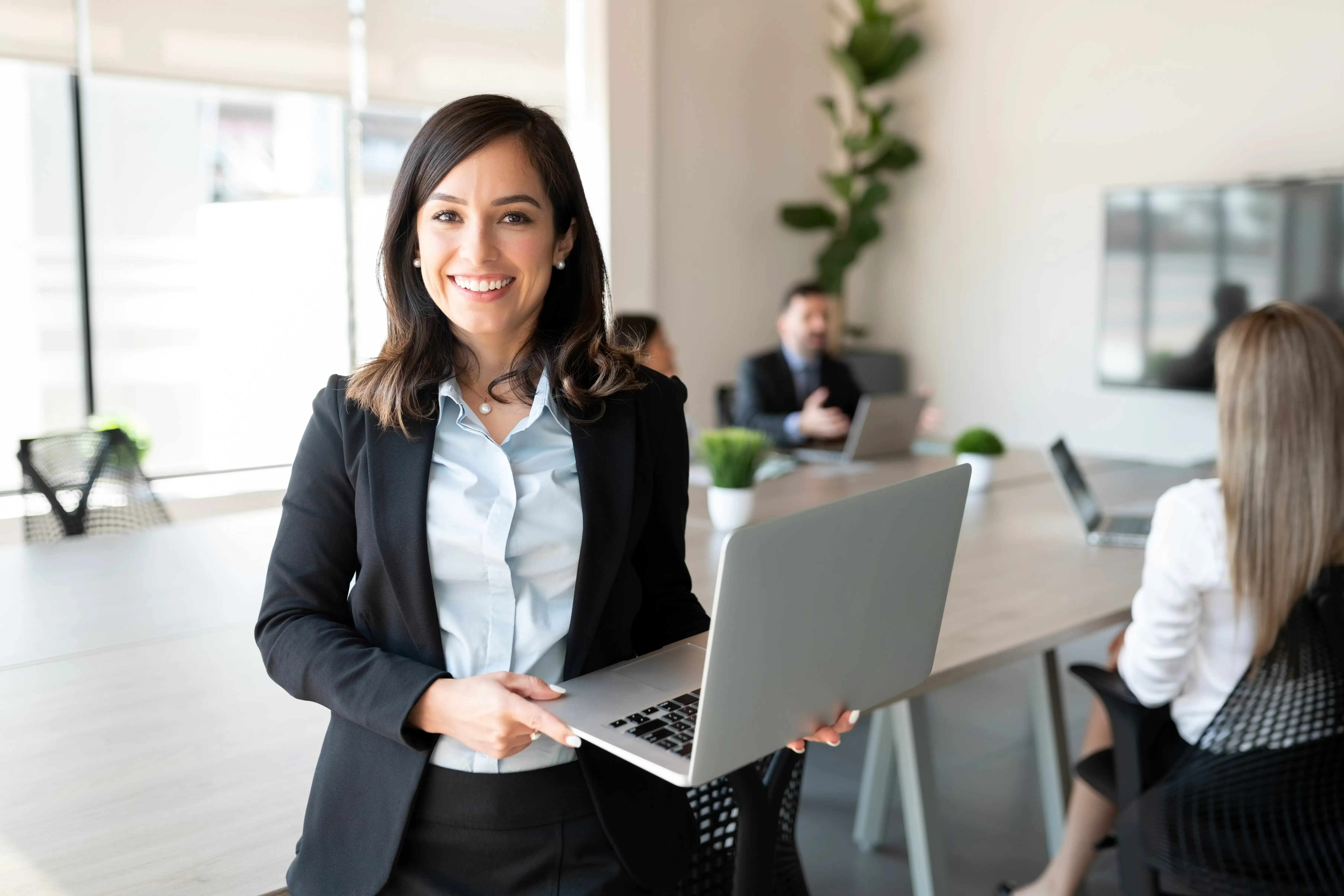 woman manager smiling laptop